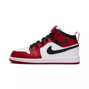Кроссовки Air Jordan 1 Mid PS Chicago Kids White Gym-Red Black 640734-173