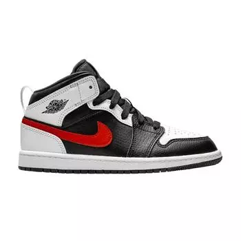 Кроссовки Air Jordan 1 Mid PS Чили Красные Детские Черно-Белые 640734-075 35