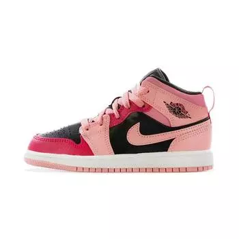 Кроссовки Air Jordan 1 Mid PS Coral Chalk Kids Pink Rush-Pink Black 640734-662 28