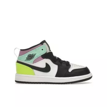 Кроссовки Air Jordan 1 Mid PS Pastel Kids Белый Черный Volt 640734-175 35