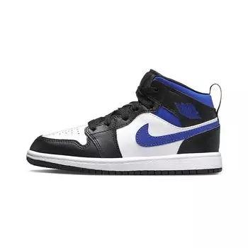 Кроссовки Air Jordan 1 Mid PS Racer Blue Детские Белый Черный 640734-140 35