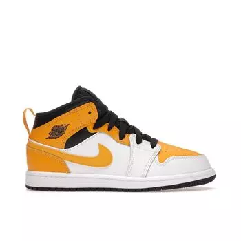 Кроссовки Air Jordan 1 Mid PS University Gold Kids Белый Черный 640734-170 35