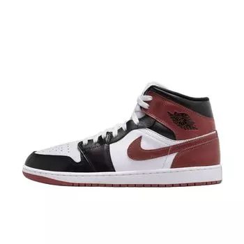 Кроссовки Air Jordan 1 Mid SE Dark Pony Unisex красные белые черные HF3216-102 44