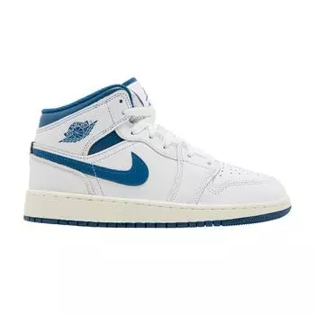 Кроссовки Air Jordan 1 Mid SE GS Industrial Blue Kids White Sail FN7432-141 36