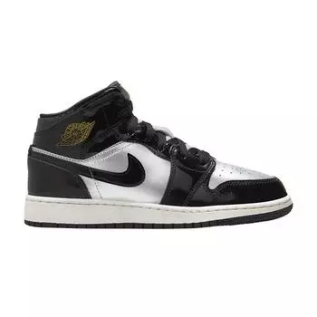 Кроссовки Air Jordan 1 Mid SE GS Black Metallic Silver Kids Sail Pure-Platinum FZ3938-001 36.5
