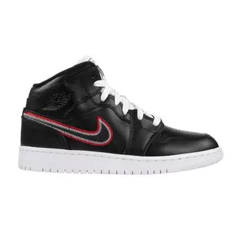 Детские кроссовки Air Jordan 1 Mid SE GS Maybe I Destroyed The Game Black White BQ6931-016
