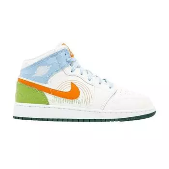 Детские кроссовки Air Jordan 1 Mid SE GS Stitch Cream Sail Psychic-Blue DX2462-100 36