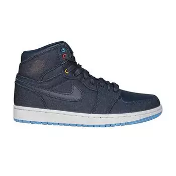 Кроссовки Air Jordan 1 Retro BG Family Forever Kids Серый Обсидиан Wht-Dk-Pwdr-Bl-Gm-Ryl 682782-415