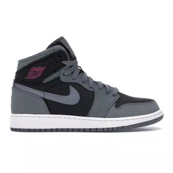 Кроссовки Air Jordan 1 Retro High GS Cool Grey ярко-розово-черно-белые 332148-002