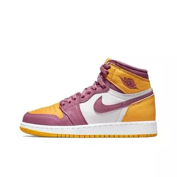 кроссовки Air Jordan 1 Retro High OG University Gold and Light Bordeaux (GS) 575441-706