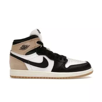 Кроссовки Air Jordan 1 Retro High OG PS Latte Kids коричневые черные Legend-Medium-Brown FD2597-021 32