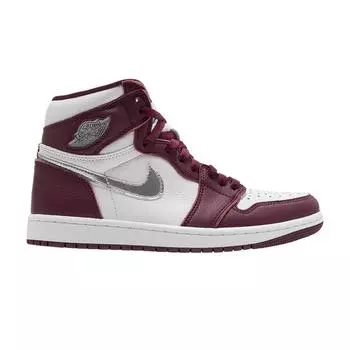 Кроссовки Air Jordan 1 Retro High OG Bordeaux Unisex Red White Metallic-Silver 555088-611 45.5