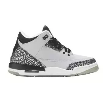 Детские кроссовки Air Jordan 3 Retro BG Wolf Grey Metallic-Silver-Black 398614-004