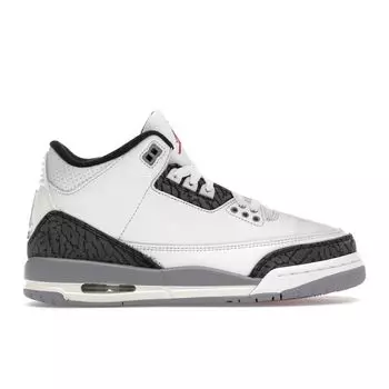 Кроссовки Air Jordan 3 Retro GS Cement Grey Kids белые Summit-White Fire-Red DM0967-106 36