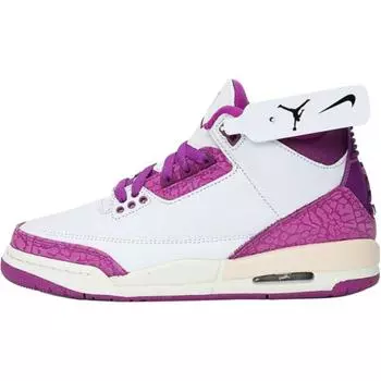 Кроссовки Air Jordan 3 Retro GS Joker Kids белые, парово-зеленые, ярко-фиолетовые HQ0784-100 35.5