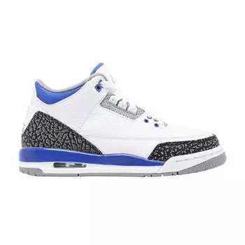 Детские кроссовки Air Jordan 3 Retro GS Racer Blue White Black Cement-Grey 398614-145 35.5