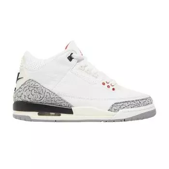 Детские кроссовки Air Jordan 3 Retro GS White Cement Reimagined Summit-White Fire-Red Black DM0967-100 36