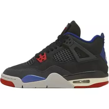 Кроссовки Air Jordan 4 Retro GS Rare Air для детей Черный Огненно-красный Насыщенный королевский синий IB4171-003 37.5