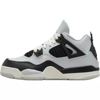 Кроссовки Air Jordan 4 Retro PS Platinum Gold Kids, серые, чисто-платиновые, металлик-золото FZ8586-070 29.5