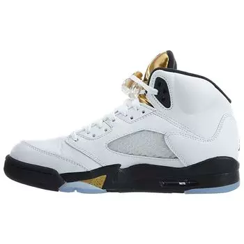 Кроссовки Air Jordan 5 Retro GS Olympic Kids Белый Черный-Металлик-Золотая Монета 440888-133