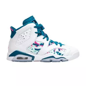 Кроссовки Air Jordan 6 Retro GS Green Abyss Kids Белый Зеленый-Abyss-Laser-Фуксия 543390-153