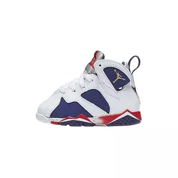 Кроссовки Air Jordan 7 Retro BT Tinker Alternate Baby White Deep-Royal-Blue-Fiery-Red Metallic-Gold-Coin 304772-133