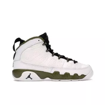 Кроссовки Air Jordan 9 Retro BG Statue Kids Белый Черный-Милиционно-Зеленый 302359-109