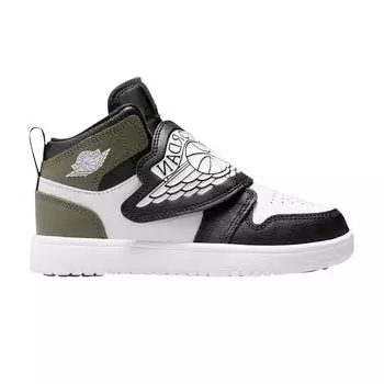Кроссовки Air Jordan Sky Jordan 1 PS Black Toe Medium Olive Kids белые BQ7197-092 33.5
