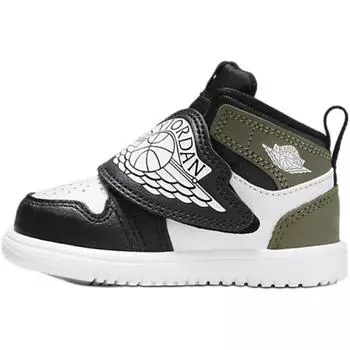 Кроссовки Air Jordan Sky Jordan 1 TD Black Toe Medium Olive Baby белые BQ7196-092 21