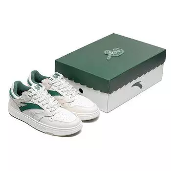 Кроссовки Anta Comfortable Universal Slip-Free Lightweight Durable Low-Top для скейтбординга для женщин, белые, зеленые, 122228066S-1 38