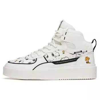 Кроссовки Anta Snoopy X Lifestyle Series с нескользящей подошвой, износостойкие, женские, белые, черные, желтые, 922138011-8 36