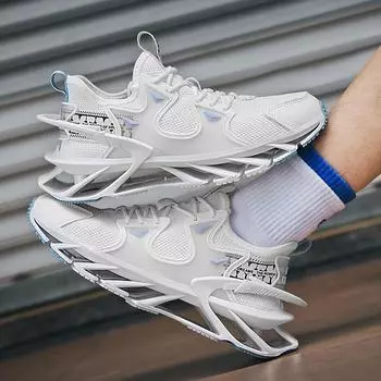 Кроссовки Blade для мужчин, дышащие кроссовки для бега, амортизирующая удобная легкая уличная спортивная обувь 46 белый