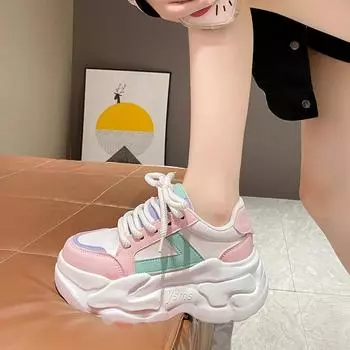 Кроссовки Botton, увеличивающие рост, для женщин, на шнуровке, с клиньями, удобная кожаная спортивная обувь, размер плюс 43 35