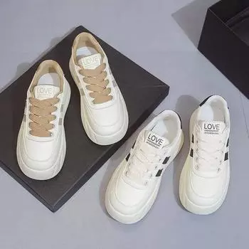 Кроссовки Bread Shoes с толстой подошвой, увеличивающие рост, женские весенние новые кроссовки на шнуровке, универсальные женские повседневные и легкие спортивные туфли 35 хаки