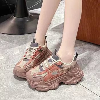 Кроссовки Chunky Кроссовки Clunky Кроссовки Vulcanize Женская осенняя обувь Толстая подошва Универсальная спортивная легкая дизайнерская повседневная теннисная обувь 35