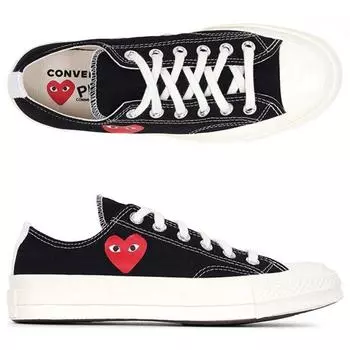 Кроссовки Comme Des Garcons X Converse 24fw Black Single Heart Chuck 70 oX Azk128 Black 7