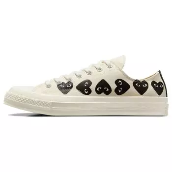 Кроссовки Converse Comme des Garons PLAY x Chuck 70 Low Multi Heart — молочно-черные унисекс кремовые Egret A08150C 38