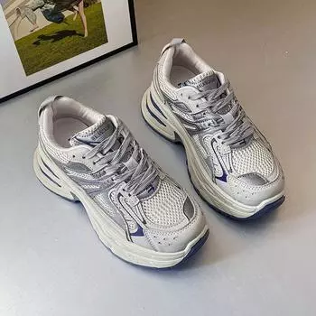 Кроссовки Dad shoes женские 2024 новые повседневные спортивные туфли с толстой подошвой, амортизация, легкие модные универсальные кроссовки 35 белый