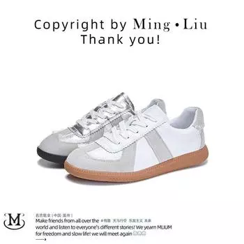 Кроссовки De Training из натуральной кожи, туфли на плоской подошве, туфли со шнуровкой по бокам, повседневные белые туфли 35 серебряный