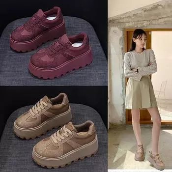 Кроссовки De Training на толстой подошве в стиле ретро, повседневная спортивная обувь для сноуборда, женская обувь 34 красный