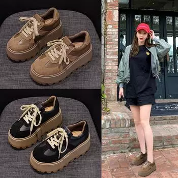 Кроссовки De Training на толстой подошве в стиле ретро, повседневная спортивная обувь для сноуборда, студенческая обувь 34 коричневый