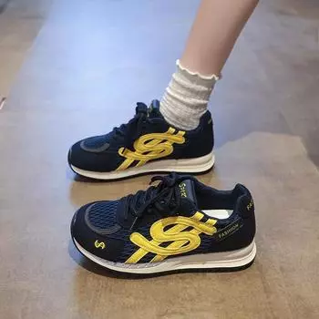 Кроссовки Детские легкие из мягкой кожи дышащие сетчатые туфли платформа повседневные туфли ретро 35