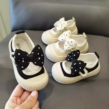 Кроссовки детские Zapatillas, осенние, анти-кик, парусиновые туфли для девочек, бант, детская обувь для ходьбы, мягкая подошва, повседневная обувь для детей Zapatos Nia 18-insole13cm бежевый