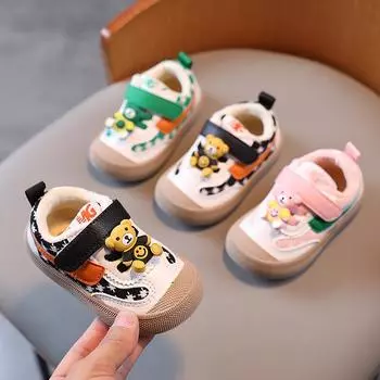 Кроссовки детские Zapatillas Plush, зимние детские прогулочные туфли, повседневная обувь для мальчиков с мягкой подошвой, теплая хлопковая обувь для девочек, детская обувь Zapatos Nia 17-insole12cm чёрный
