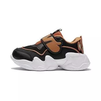 Кроссовки Disney X Li Ning Tigger с толстой подошвой, нескользящие, амортизирующие, прочные, с низким верхом, для детей, кроссовки, черные, YKNS016-1 25