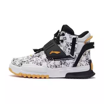 Кроссовки Disney X Li Ning Unrestrained High-Top для бега, детские кроссовки, черные, белые, YKCR172-15 34