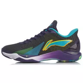 Кроссовки для бадминтона Li Ning Attack 3 Professional Competition с нескользящей подошвой, прочные, мужские, цвет черный, синий, фиолетовый AYAQ007-2 39