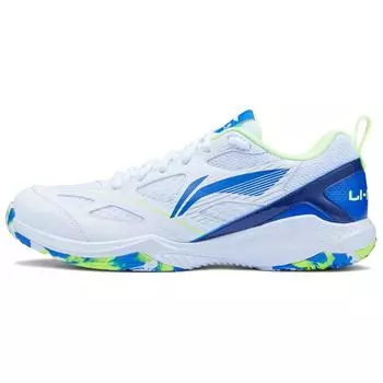 Кроссовки для бадминтона Li Ning Fabric из синтетической кожи, удобные, универсальные, нескользящие, износостойкие, дышащие, с низким верхом, унисекс, белые, синие, AYTU025-2 37