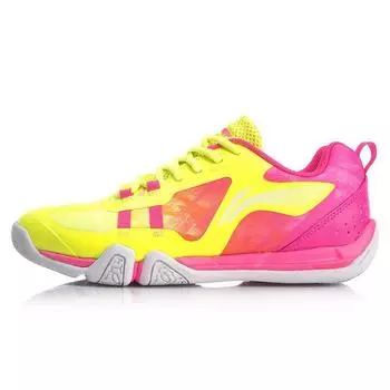 Кроссовки для бадминтона Li Ning из искусственной кожи с градиентом и износостойкостью, женские, желтые, розовые, AYTQ042-1 36