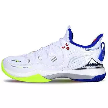 Кроссовки для бадминтона Li Ning Zhan Ji 3 из амортизирующей ткани с дышащим износостойким нескользящим верхом унисекс белого цвета AYAS024-1 36
